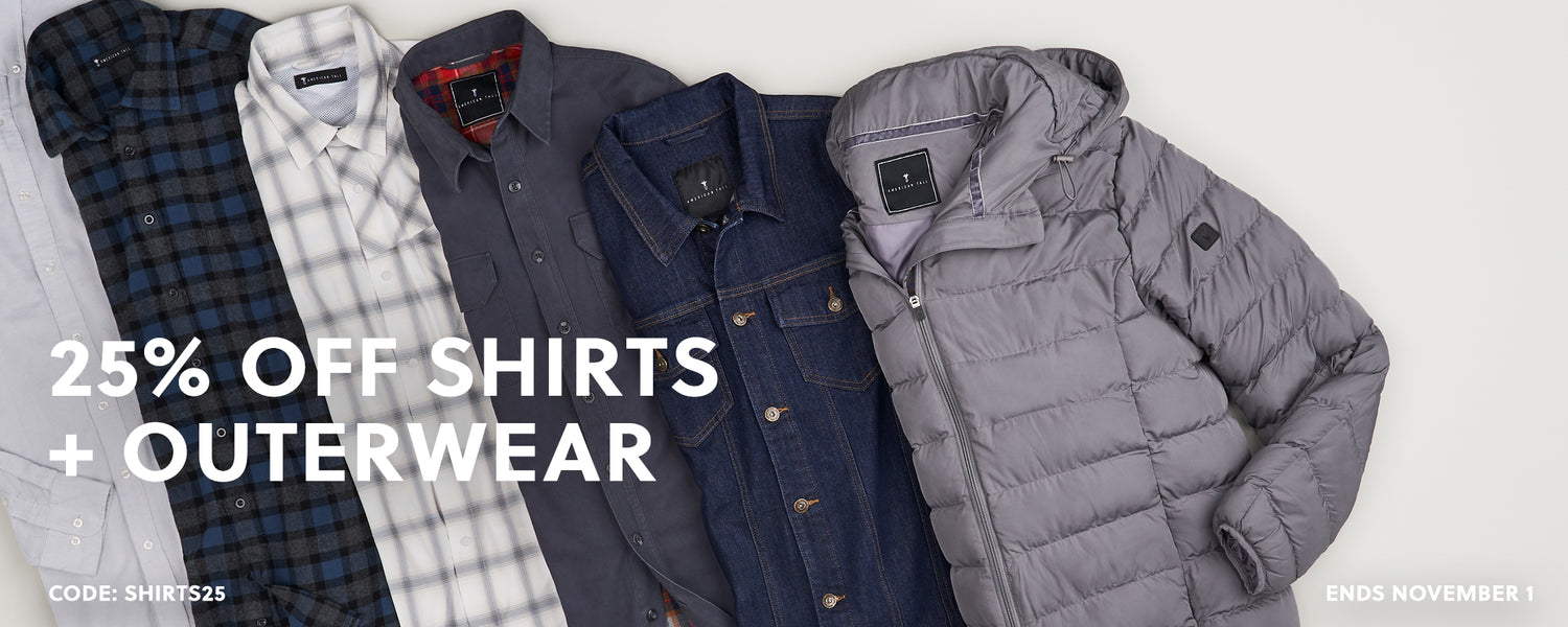 Shirts + Outerwear — 25% OFF