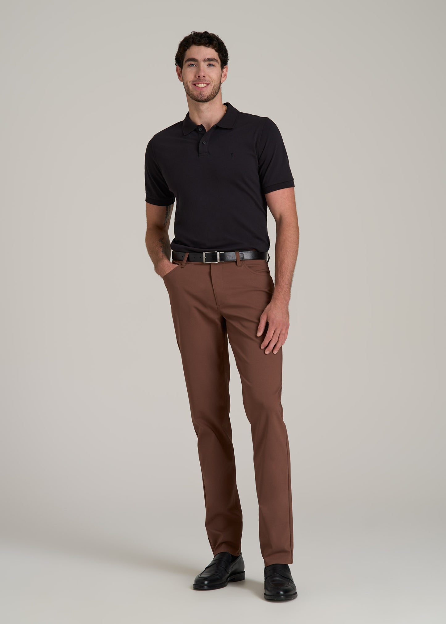 365 Stretch 5-Pocket TAPERED Pants for Tall Men in Otter Brown