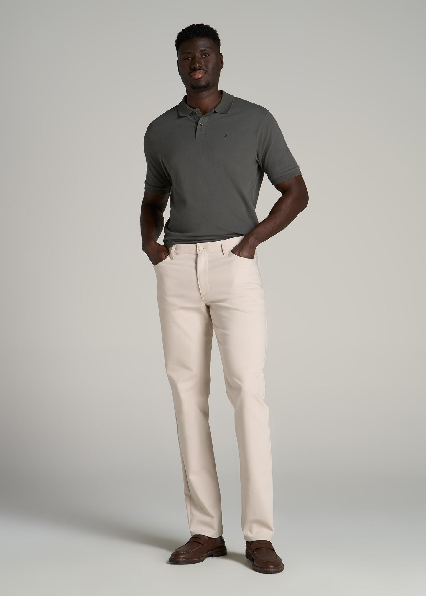 365 Stretch 5-Pocket TAPERED Pants for Tall Men in Soft Beige