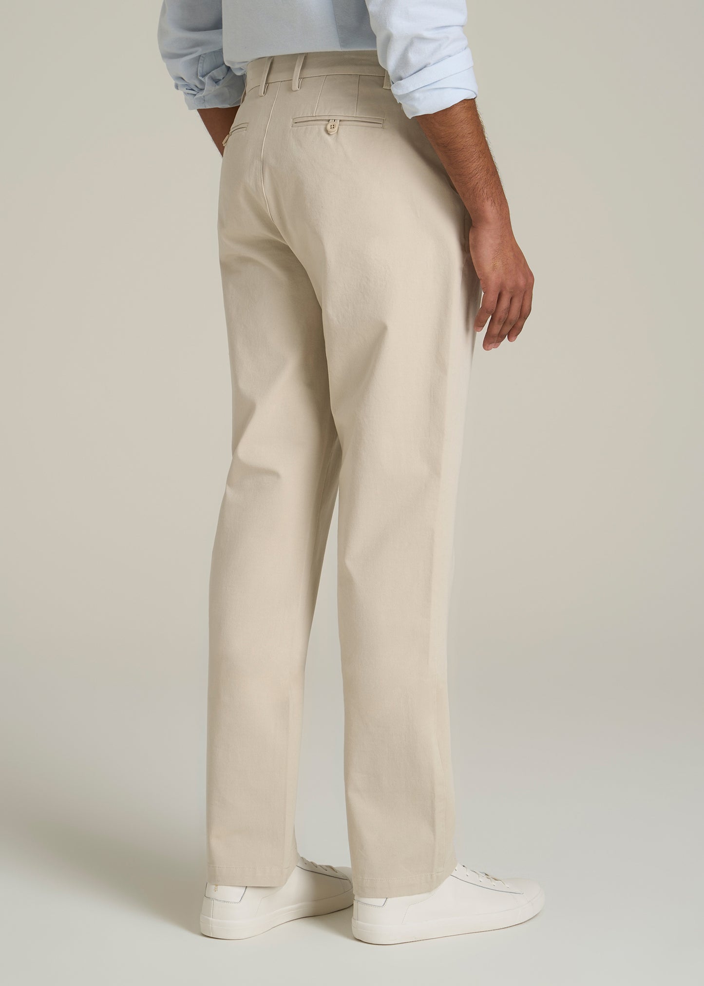 4 Way Stretch Commuter STRAIGHT Leg Chino Pants for Tall Men in Light Stone