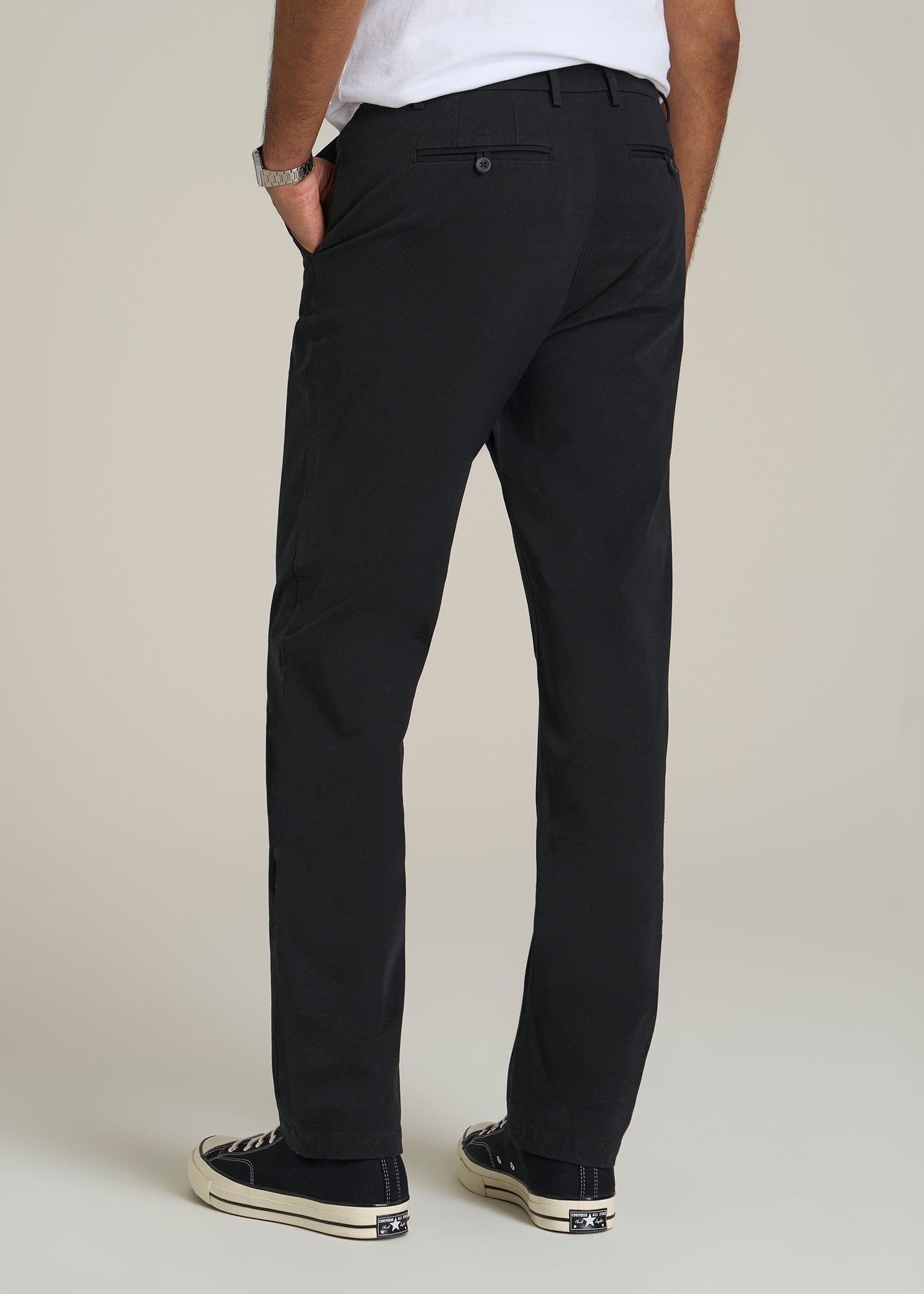 4 Way Stretch Commuter TAPERED Chino Pants for Tall Men in Black