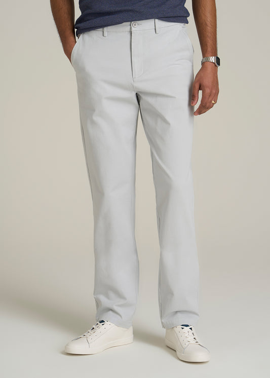 4 Way Stretch Commuter TAPERED Chino Pants for Tall Men in Silver Drop