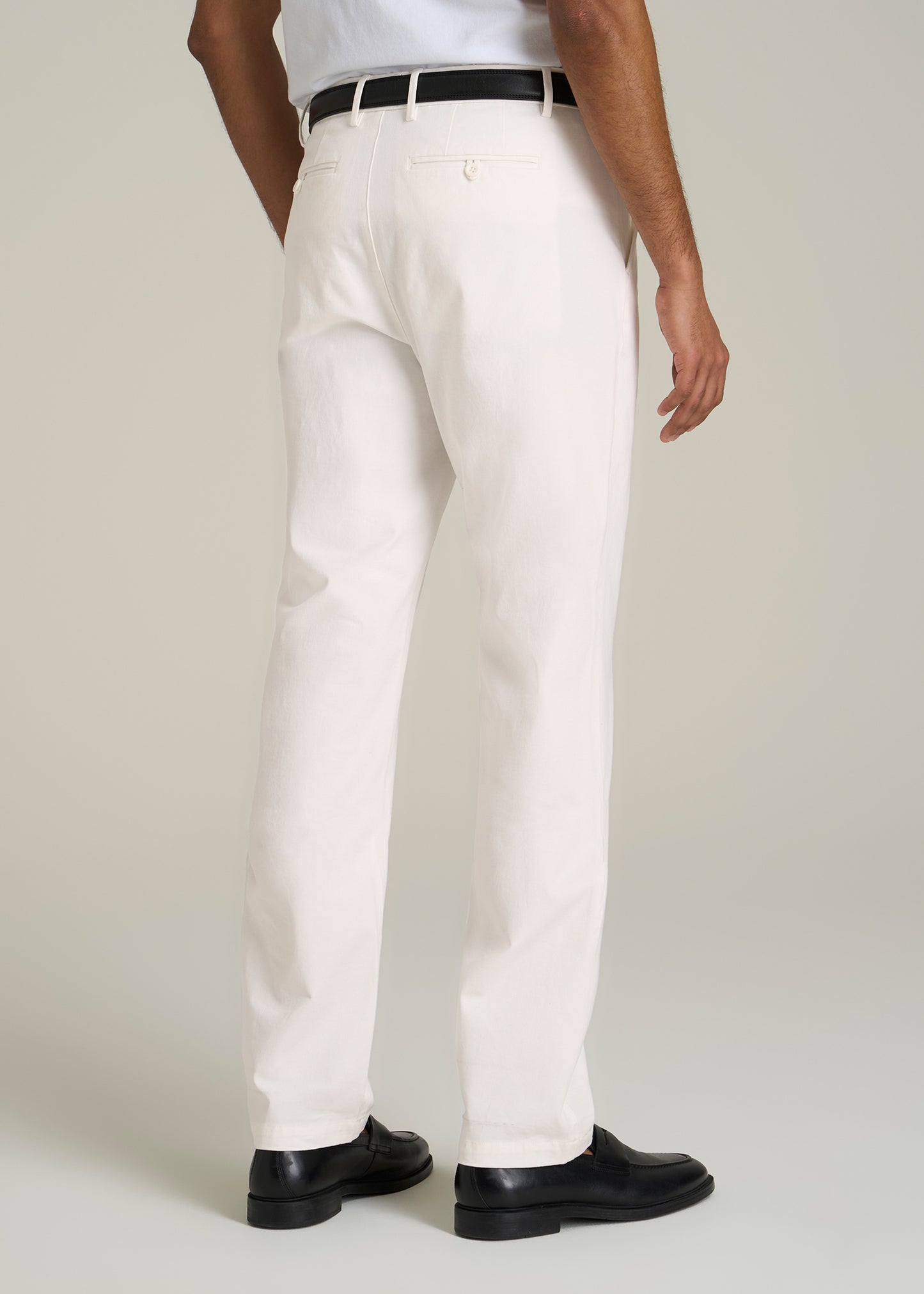 4 Way Stretch Commuter TAPERED Chino Pants for Tall Men in White Alyssum