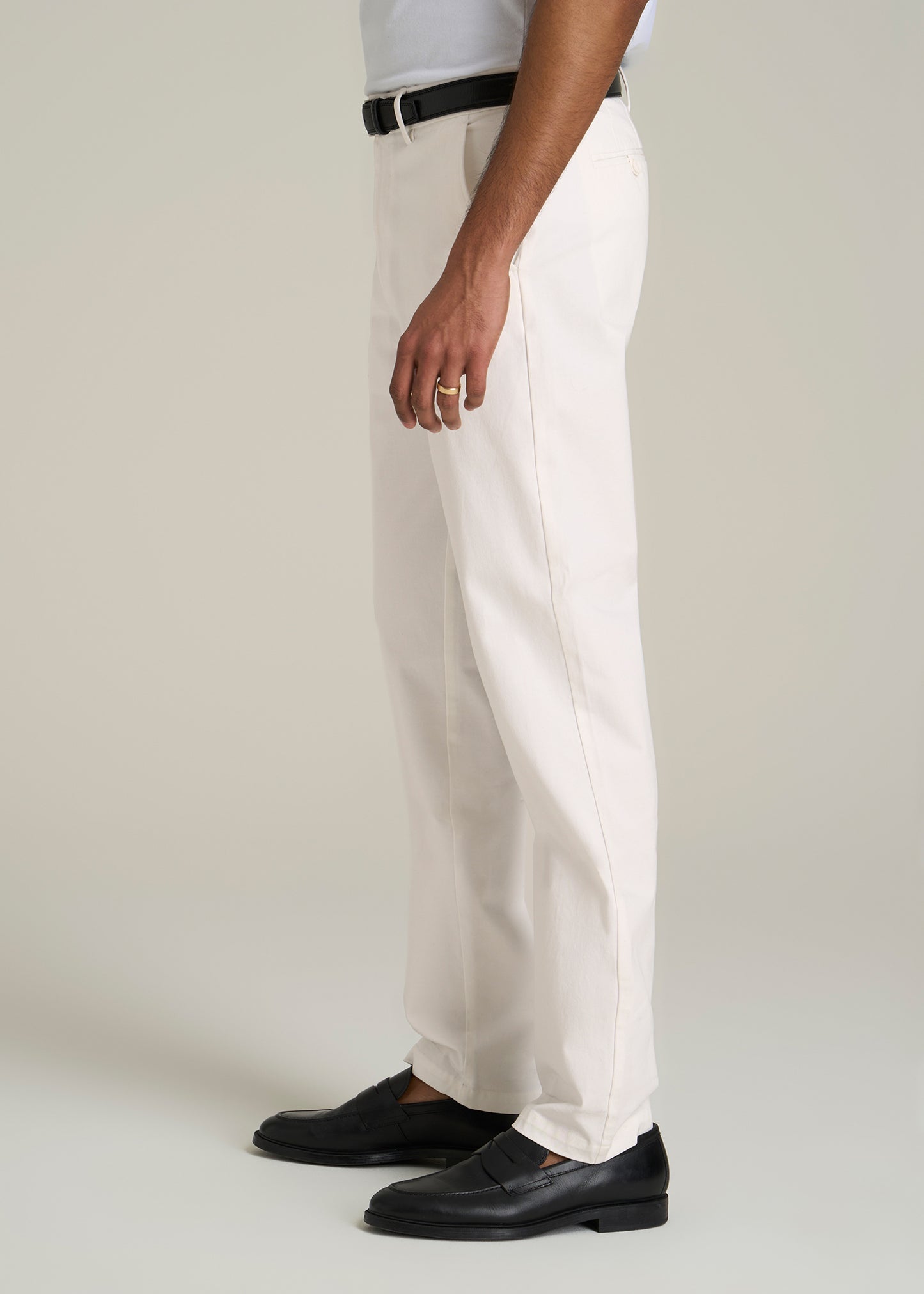 4 Way Stretch Commuter TAPERED Chino Pants for Tall Men in White Alyssum