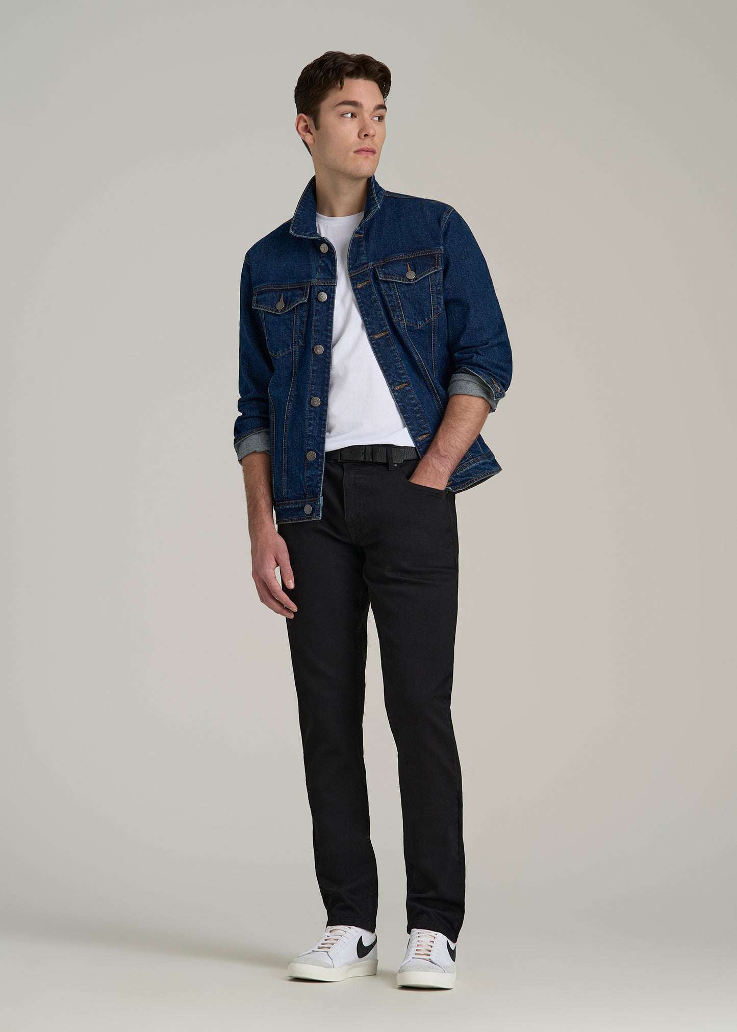 A.T. Basics Men's Carman Tapered fit Jeans for Tall Men in Black