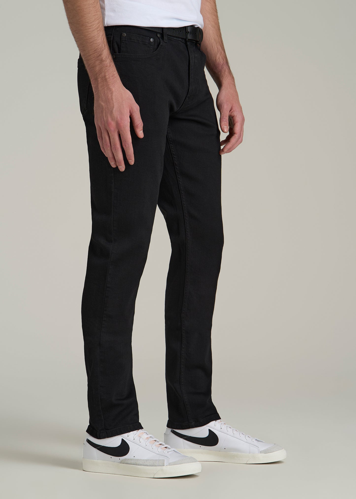 A.T. Basics Men's Carman Tapered fit Jeans for Tall Men in Black