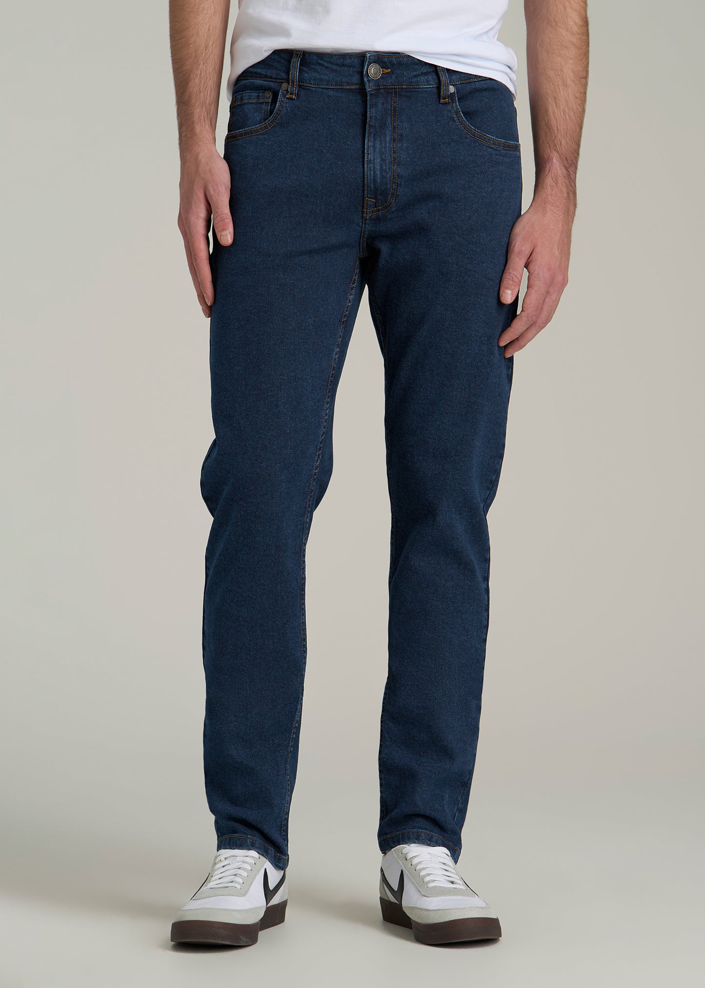 A.T. Basics Men's Carman Tapered fit Jeans for Tall Men in Charged Blue