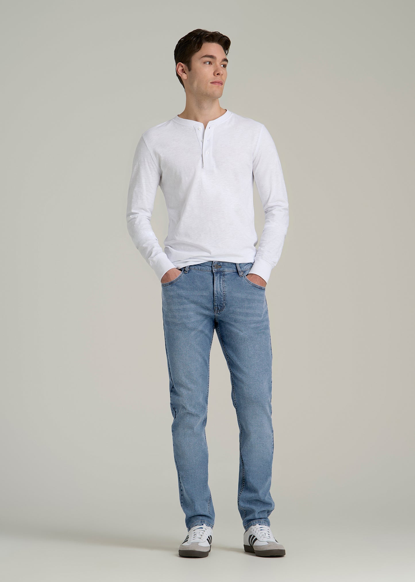 A.T. Basics Men's Carman Tapered fit Jeans for Tall Men in Tufts Blue