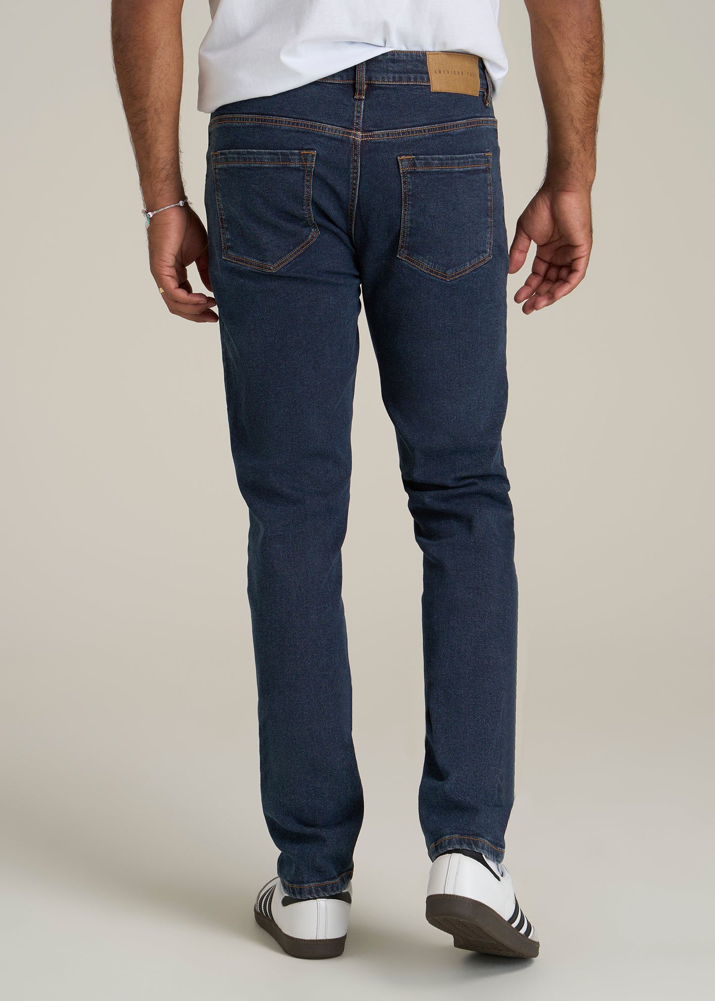 A.T. Basics Men's Dylan Slim Fit Jeans for Tall Men in Charged Blue