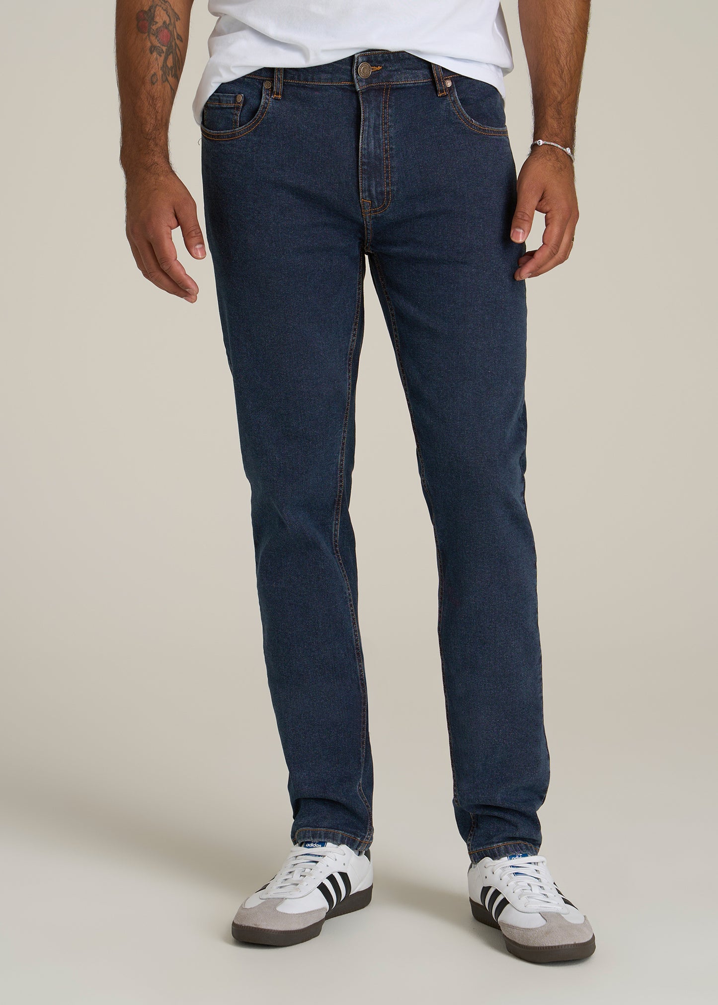 A.T. Basics Men's Dylan Slim Fit Jeans for Tall Men in Charged Blue