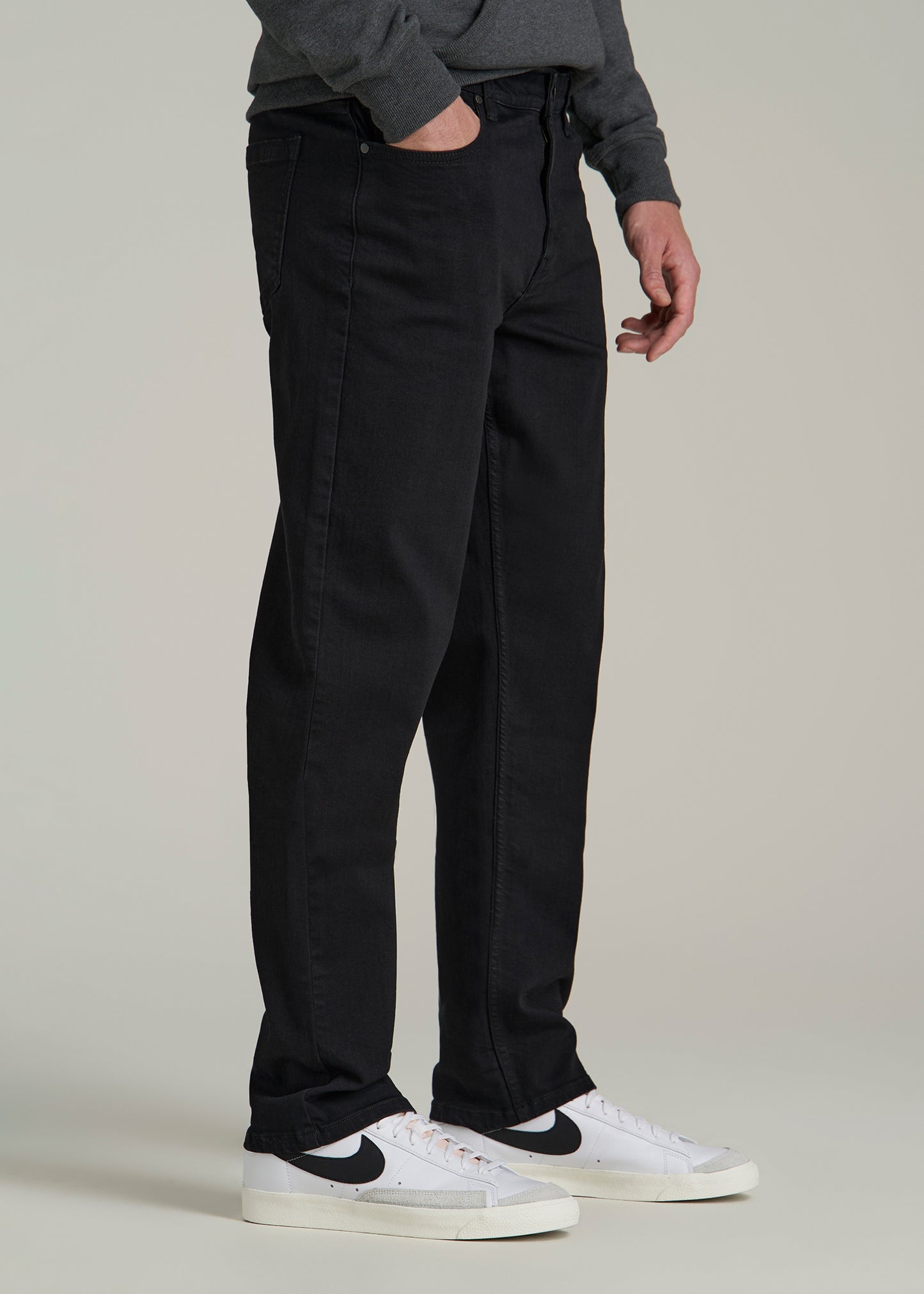 A.T. Basics Men's J1 Straight Fit Jeans for Tall Men in Black