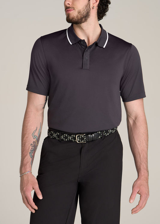 American-Tall-Men-AT-Performance-Tipped-Golf-Polo-Charcoal-front