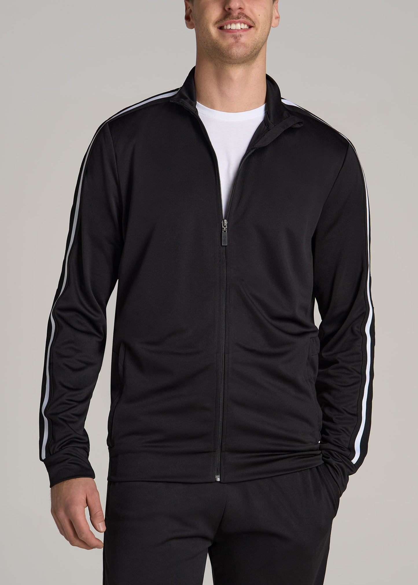 Athletic Stripe Tall Men's Jacket in Black-White Stripe