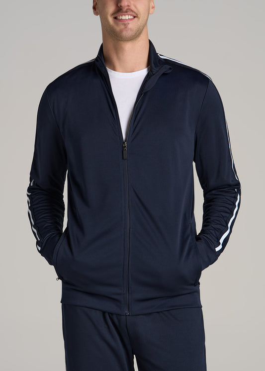 Athletic Stripe Tall Men's Jacket in Navy-White Stripe