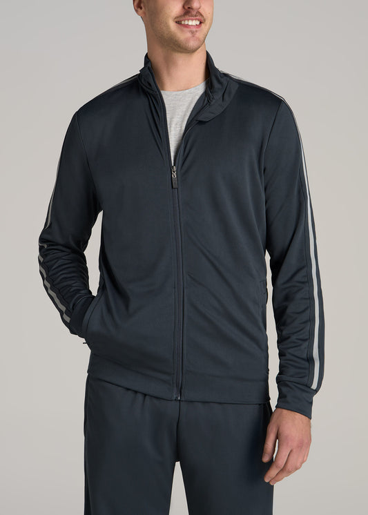 Athletic Stripe Tall Men's Jacket in Storm Grey Stripe