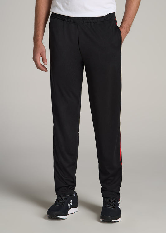 Athletic Stripe Pants for Tall Men in Black-Red Stripe