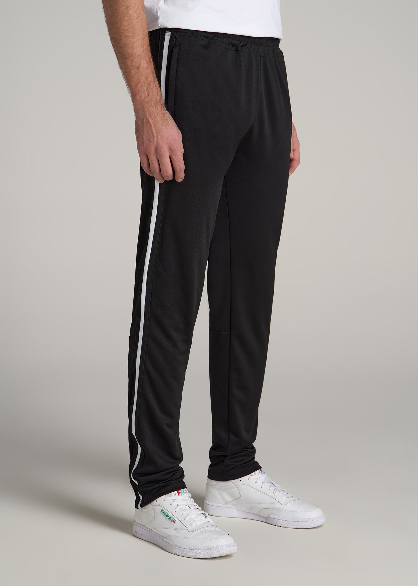 Athletic Stripe Pants for Tall Men in Black