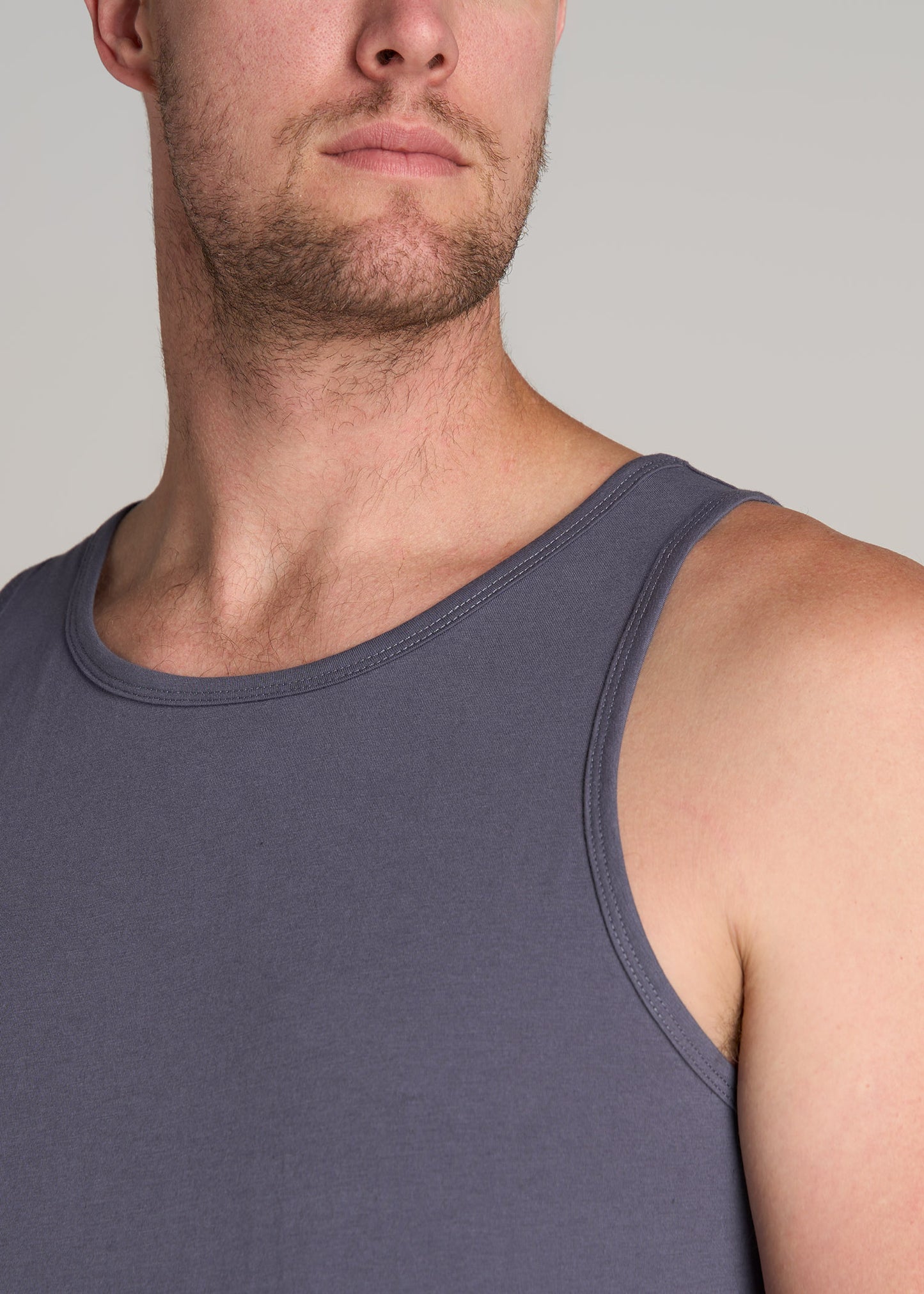 American-Tall-Men-Beach-Tank-Grey-Blue-detail