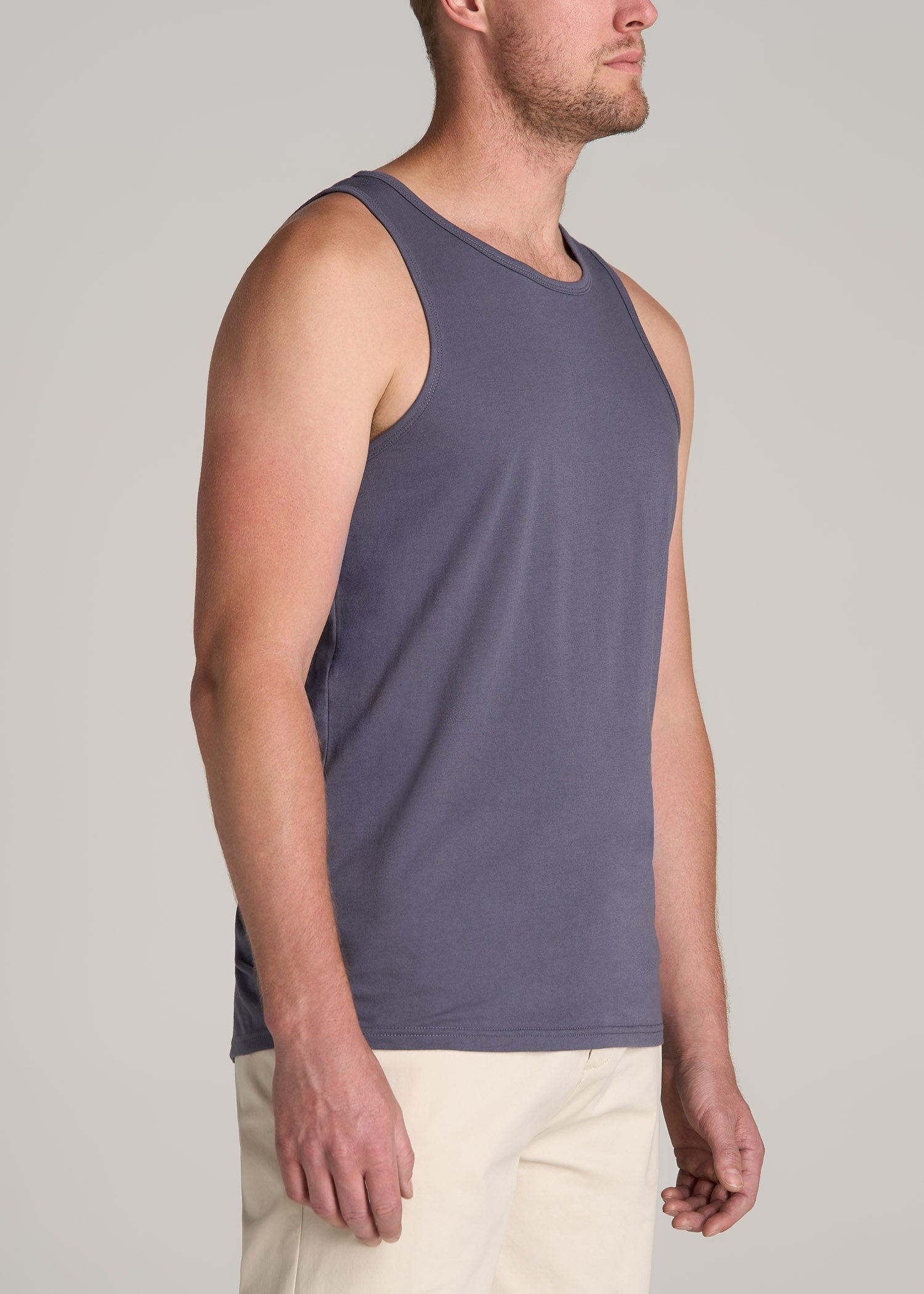 American-Tall-Men-Beach-Tank-Grey-Blue-side