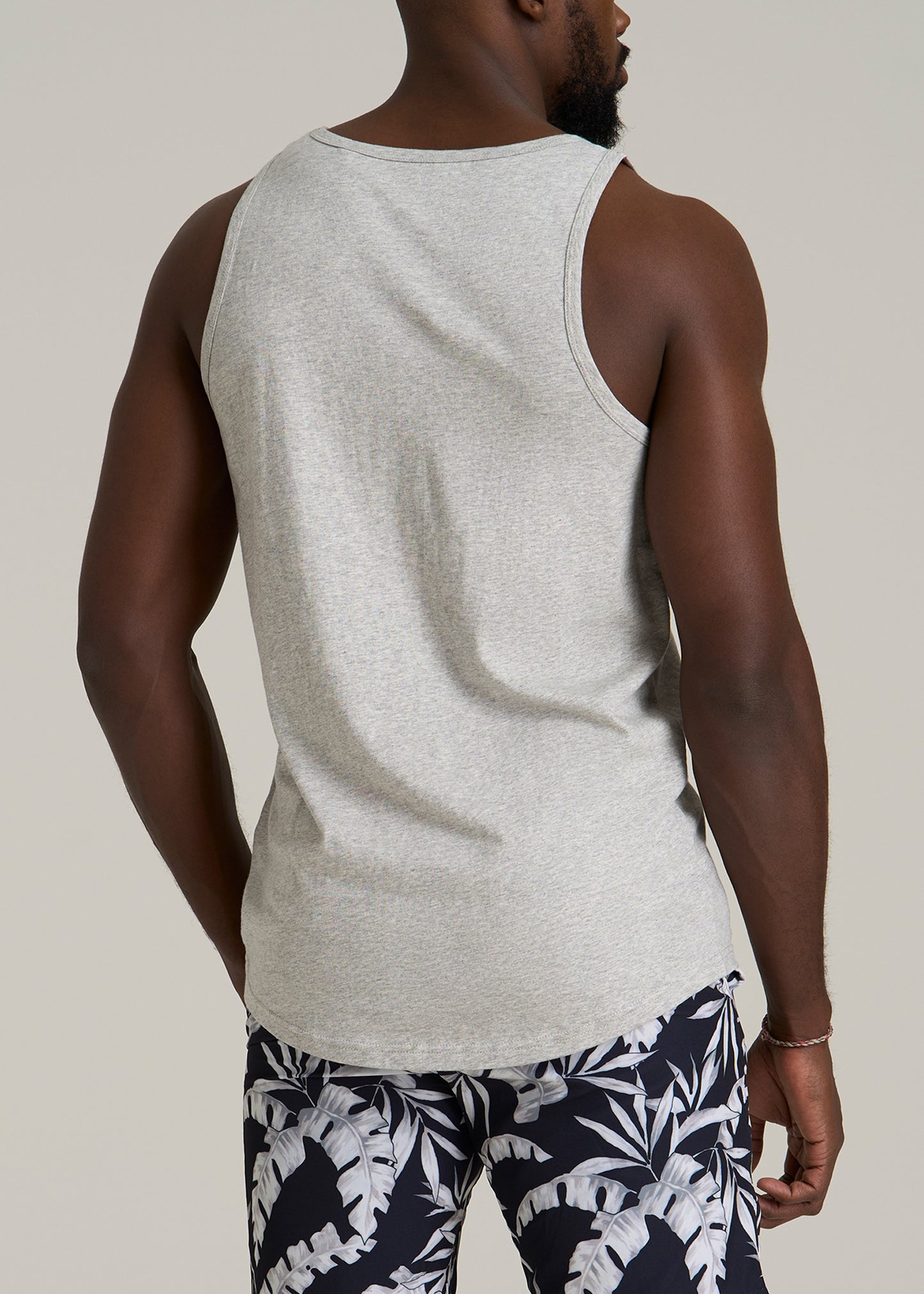 The Essential Beach Tank in Grey Mix - Men's Tall Tank Tops