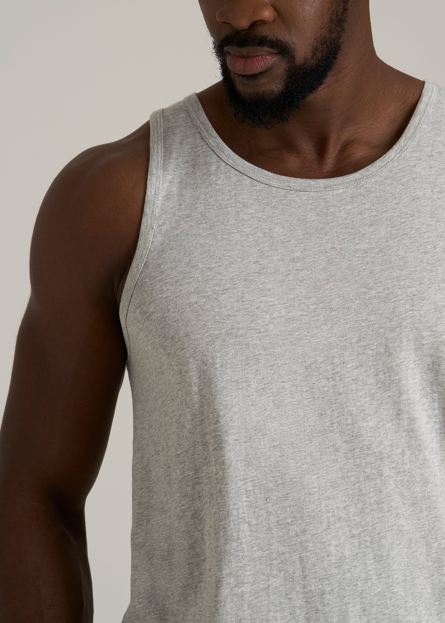 The Essential Beach Tank in Grey Mix - Men's Tall Tank Tops