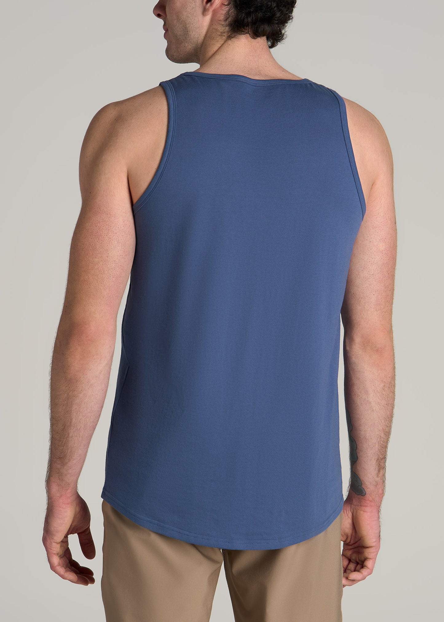 The Essentials: Men's Tall SLIM-FIT Beach Tank Top in Steel Blue