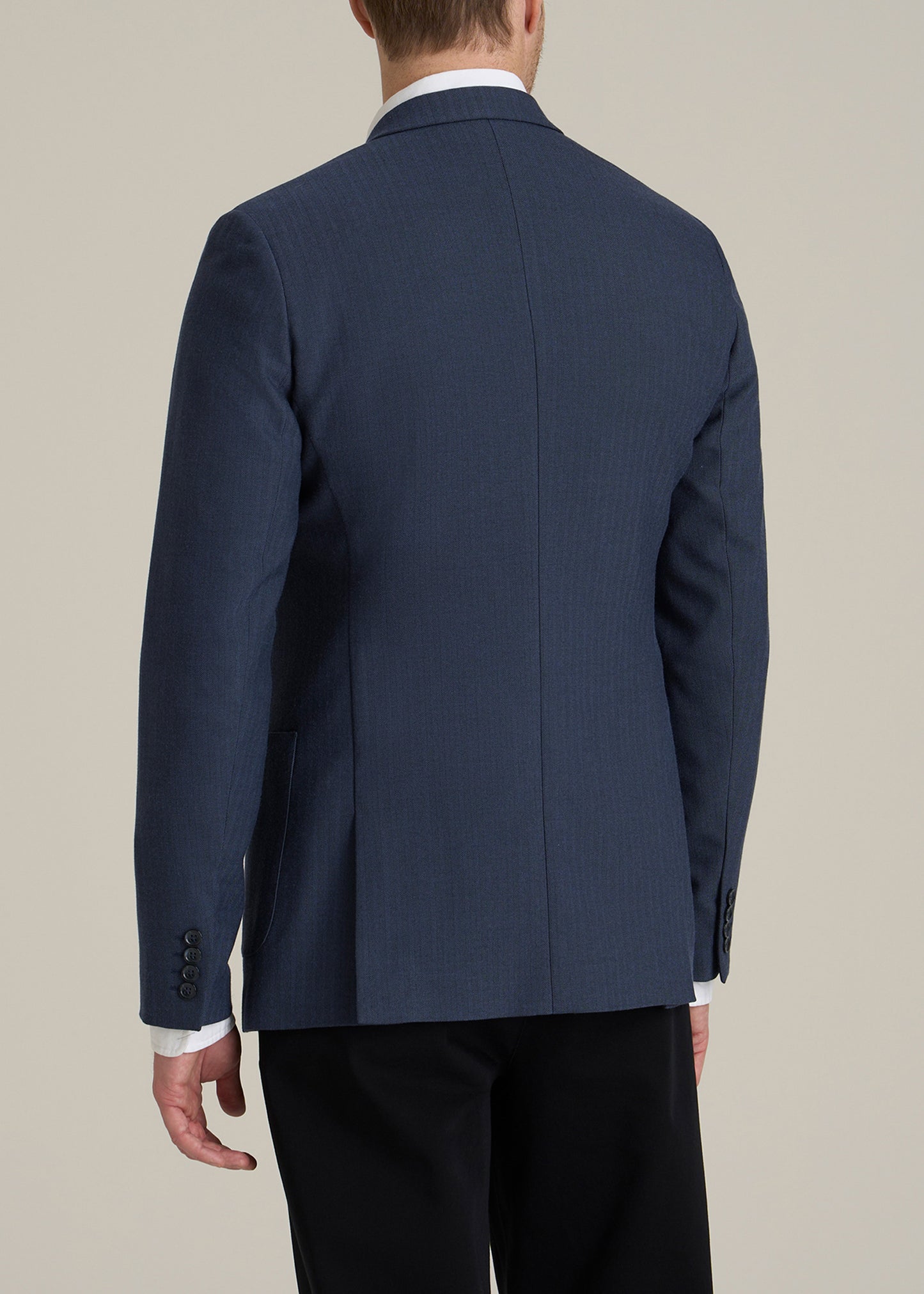 Men's Tall Core Blazer in Navy Blue Herringbone