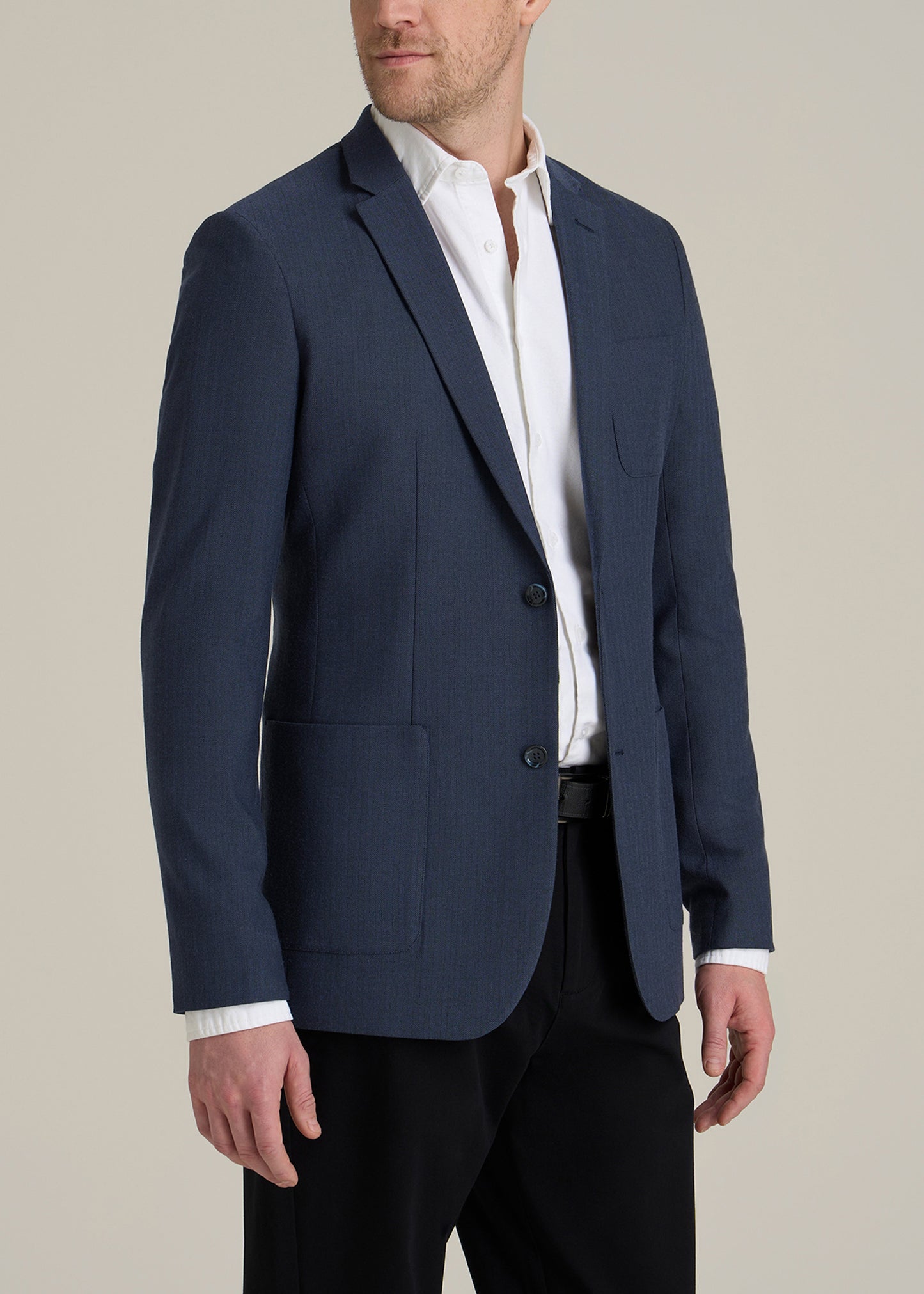 Men's Tall Core Blazer in Navy Blue Herringbone