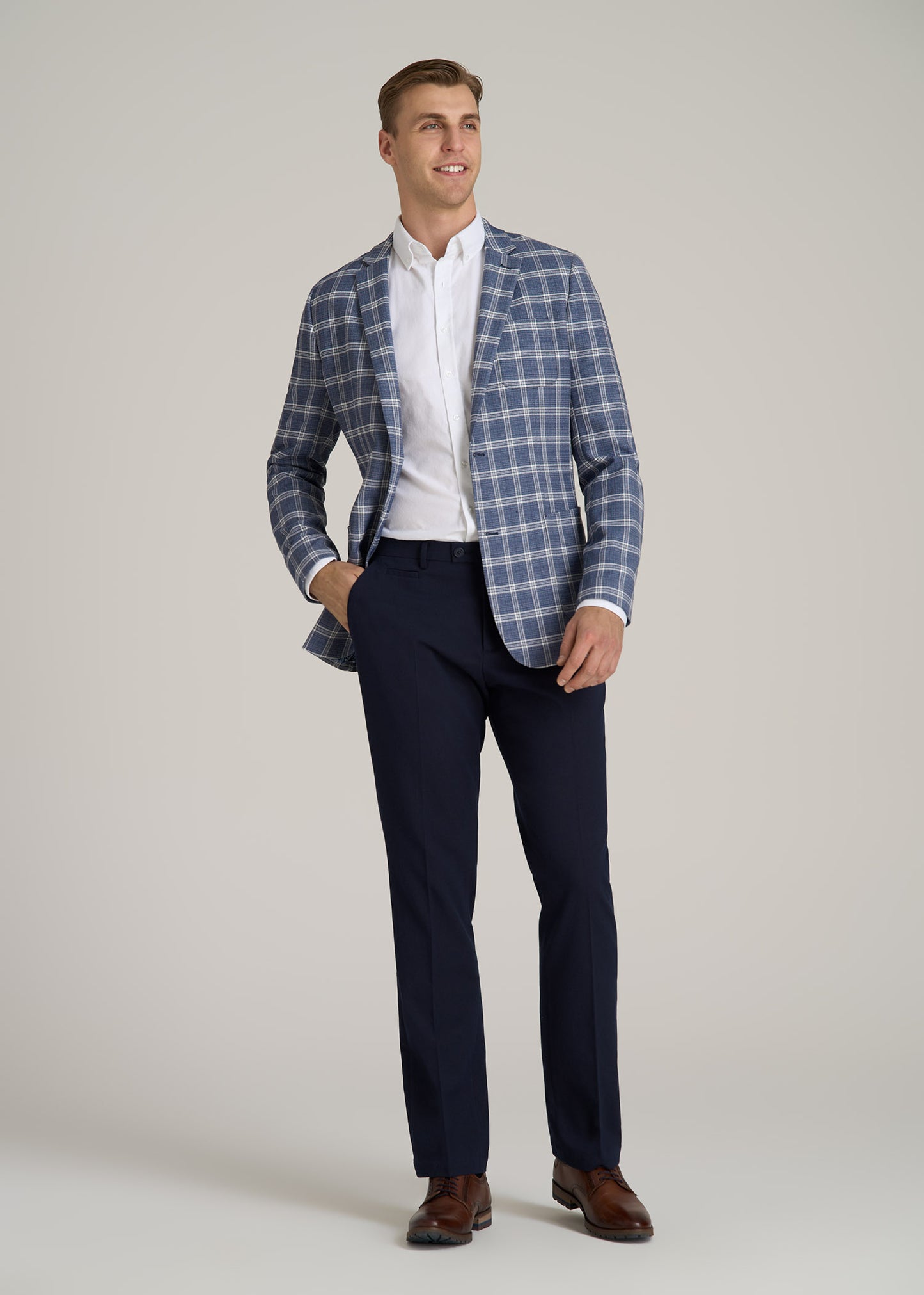 Men's Tall Blazer in Navy Check