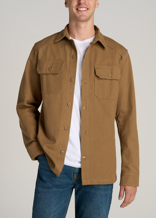 LJ&S Canvas Shirt Jacket for Tall Men in Sahara