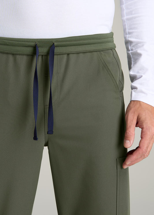 Cargo Scrub Pants for Tall Men in Clover Green