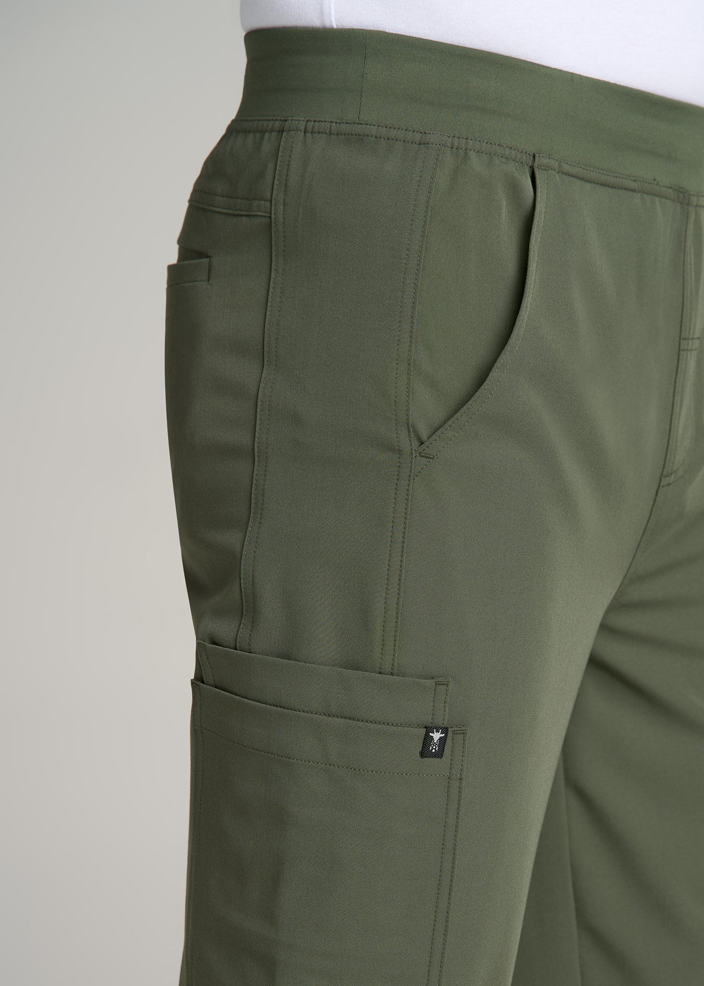 Cargo Scrub Pants for Tall Men in Clover Green