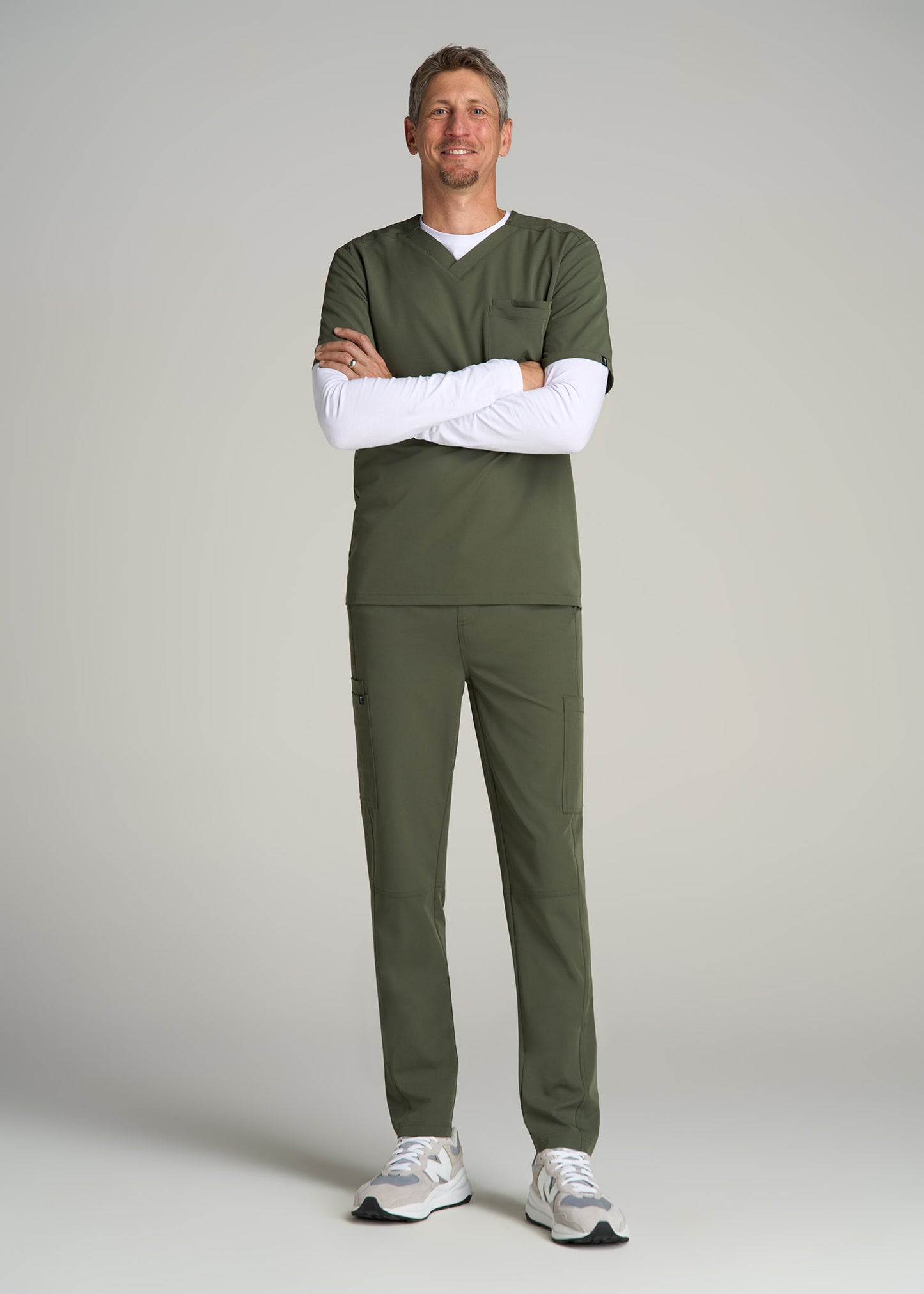 Cargo Scrub Pants for Tall Men in Clover Green