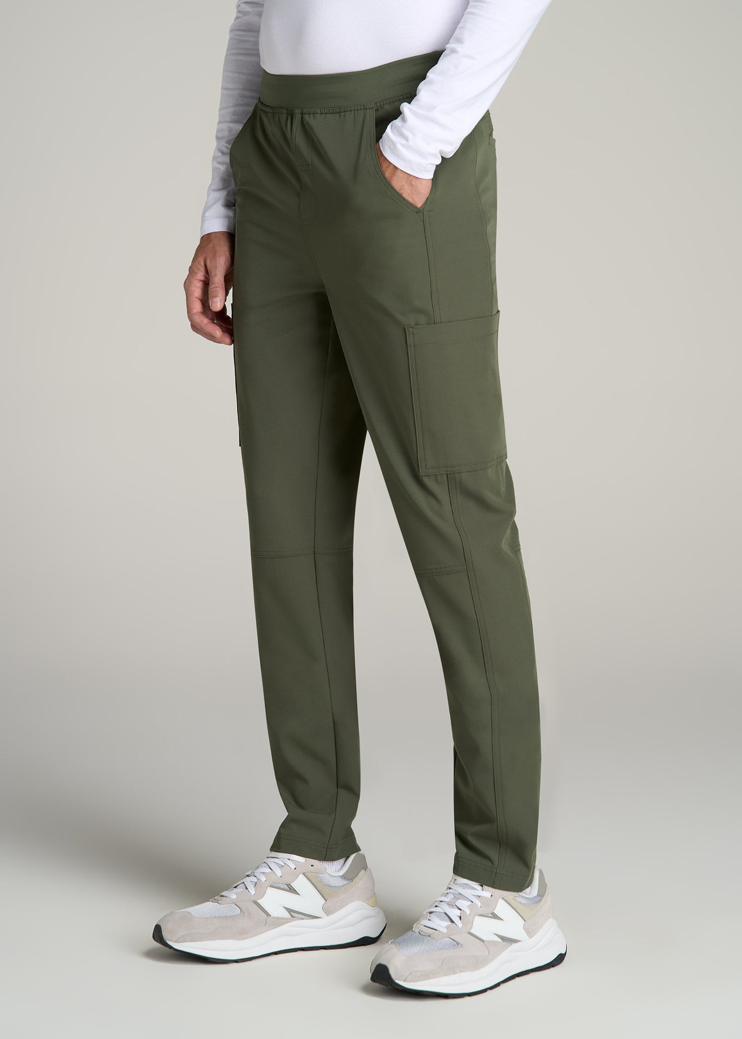 Cargo Scrub Pants for Tall Men in Clover Green