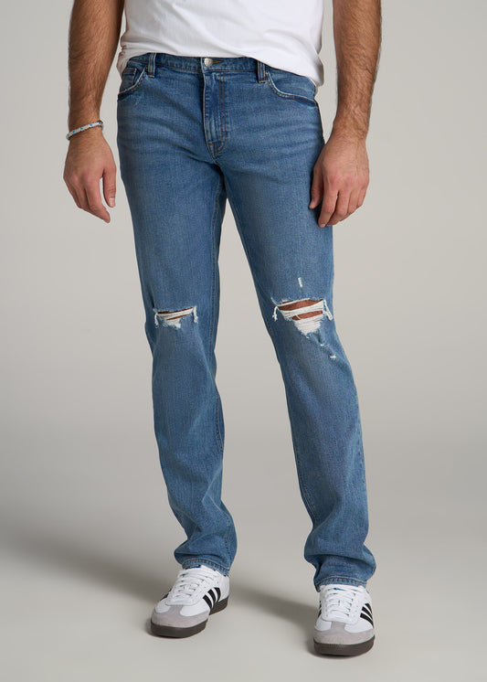 Carman TAPERED Jeans for Tall Men in Distressed Skyline Blue