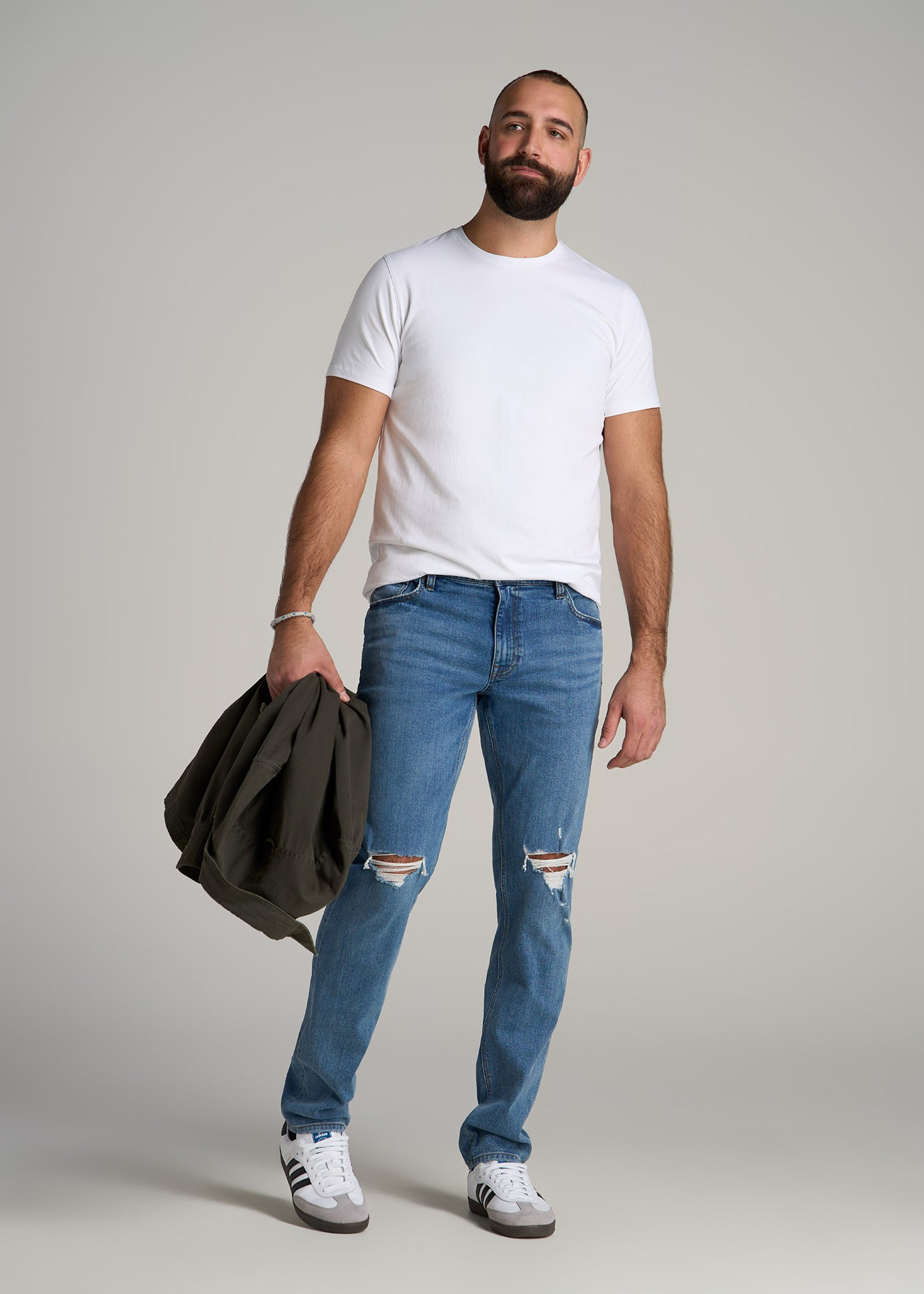 Carman TAPERED Jeans for Tall Men in Distressed Skyline Blue