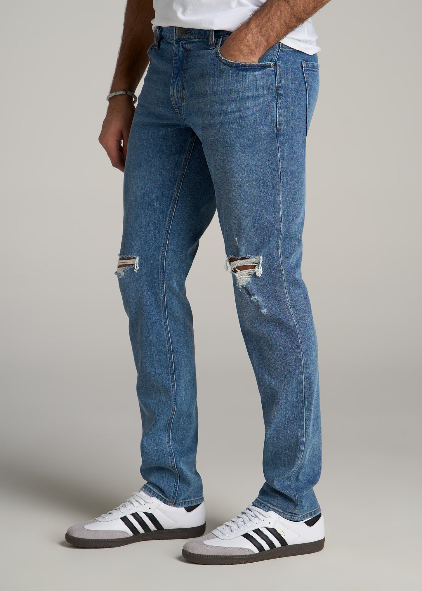 Carman TAPERED Jeans for Tall Men in Distressed Skyline Blue