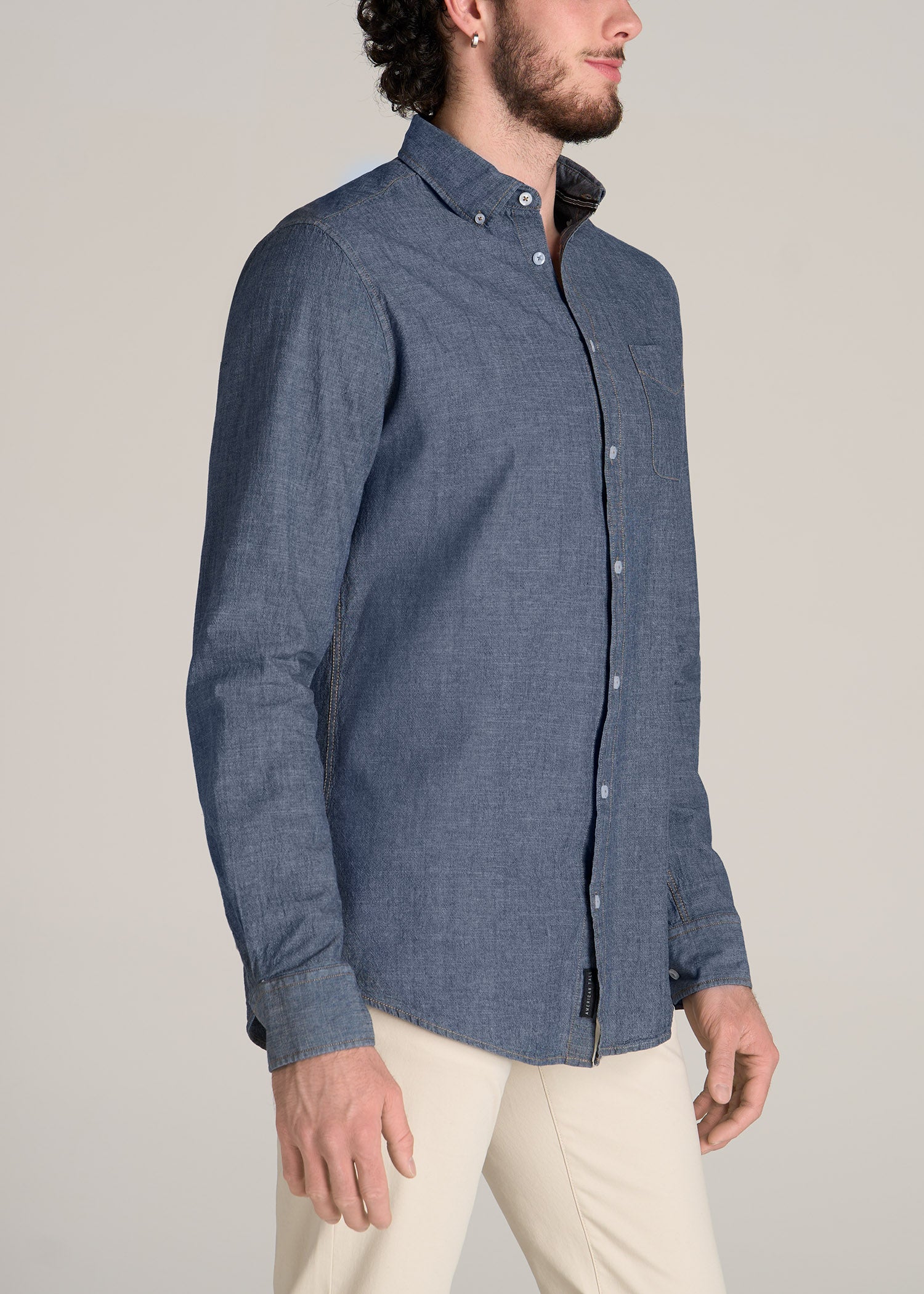 American-Tall-Men-Chambray-Button-Down-Shirt-Medium-Chambray-side