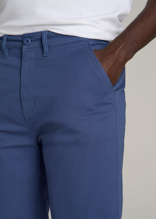 Chino Shorts for Tall Men in Steel Blue