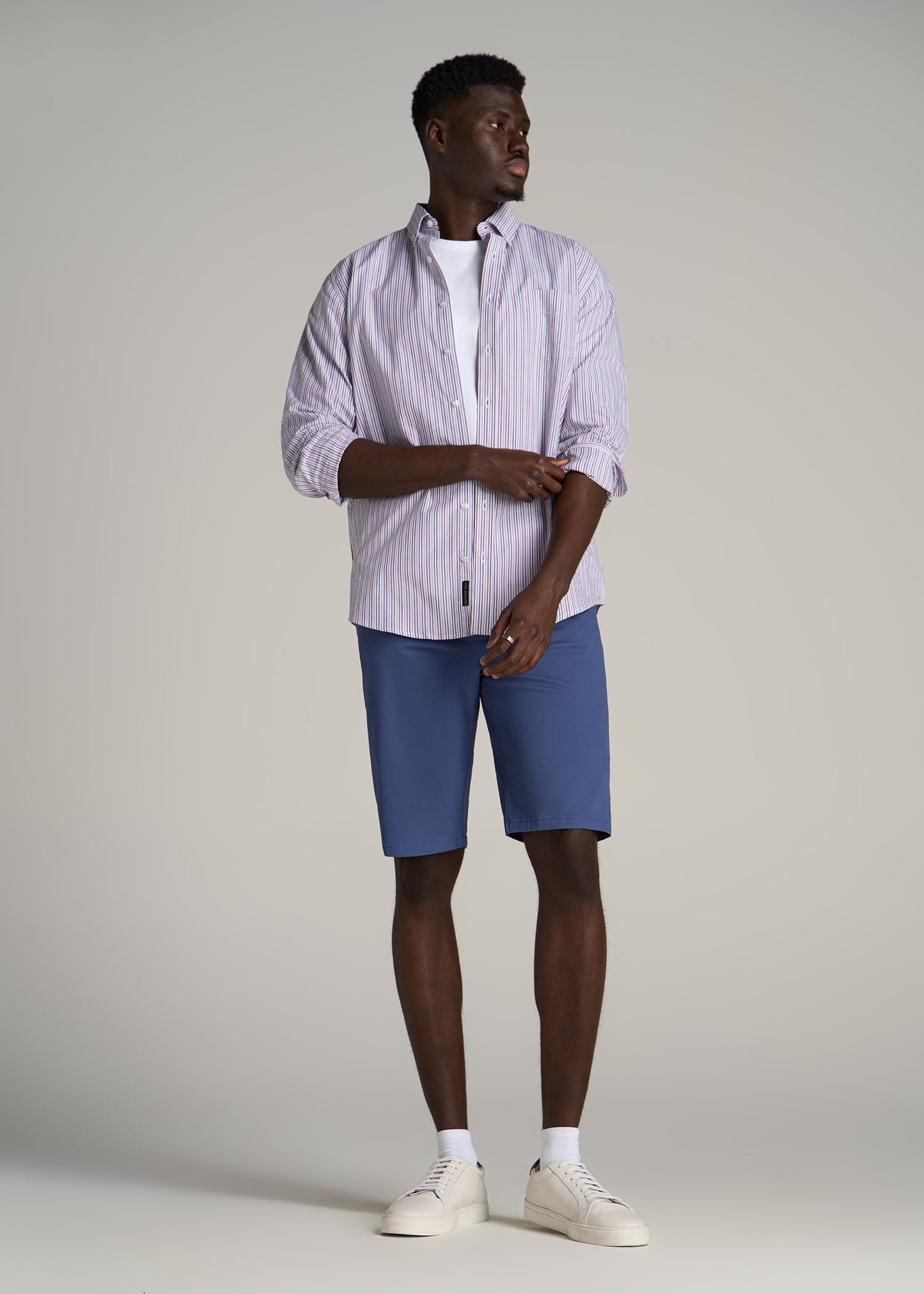 Chino Shorts for Tall Men in Steel Blue