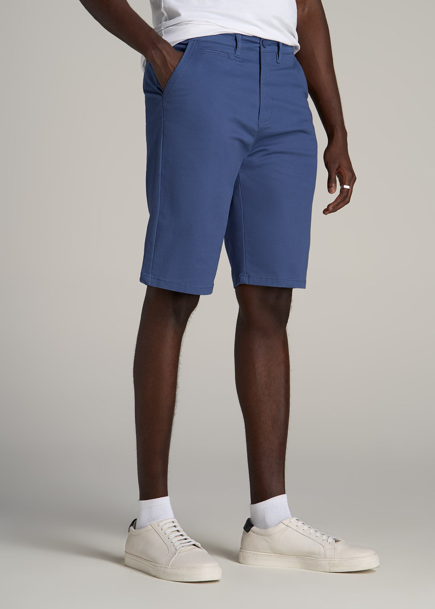 Chino Shorts for Tall Men in Steel Blue