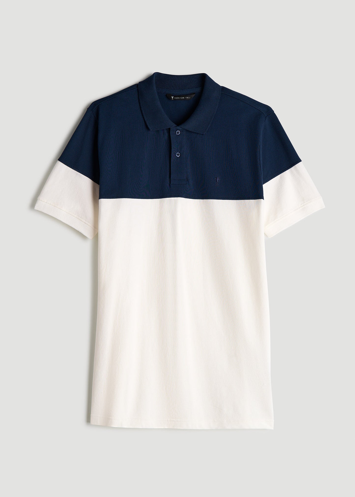 Classic Color-Block Tall Men's Polo Shirt in Marine Navy and Ecru