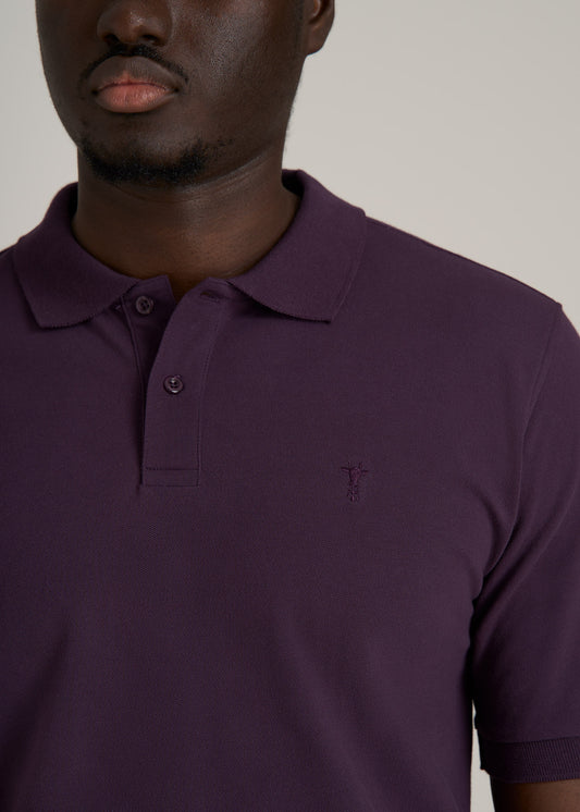 Men's Tall Classic Polo with Embroidered Logo in Midnight Plum