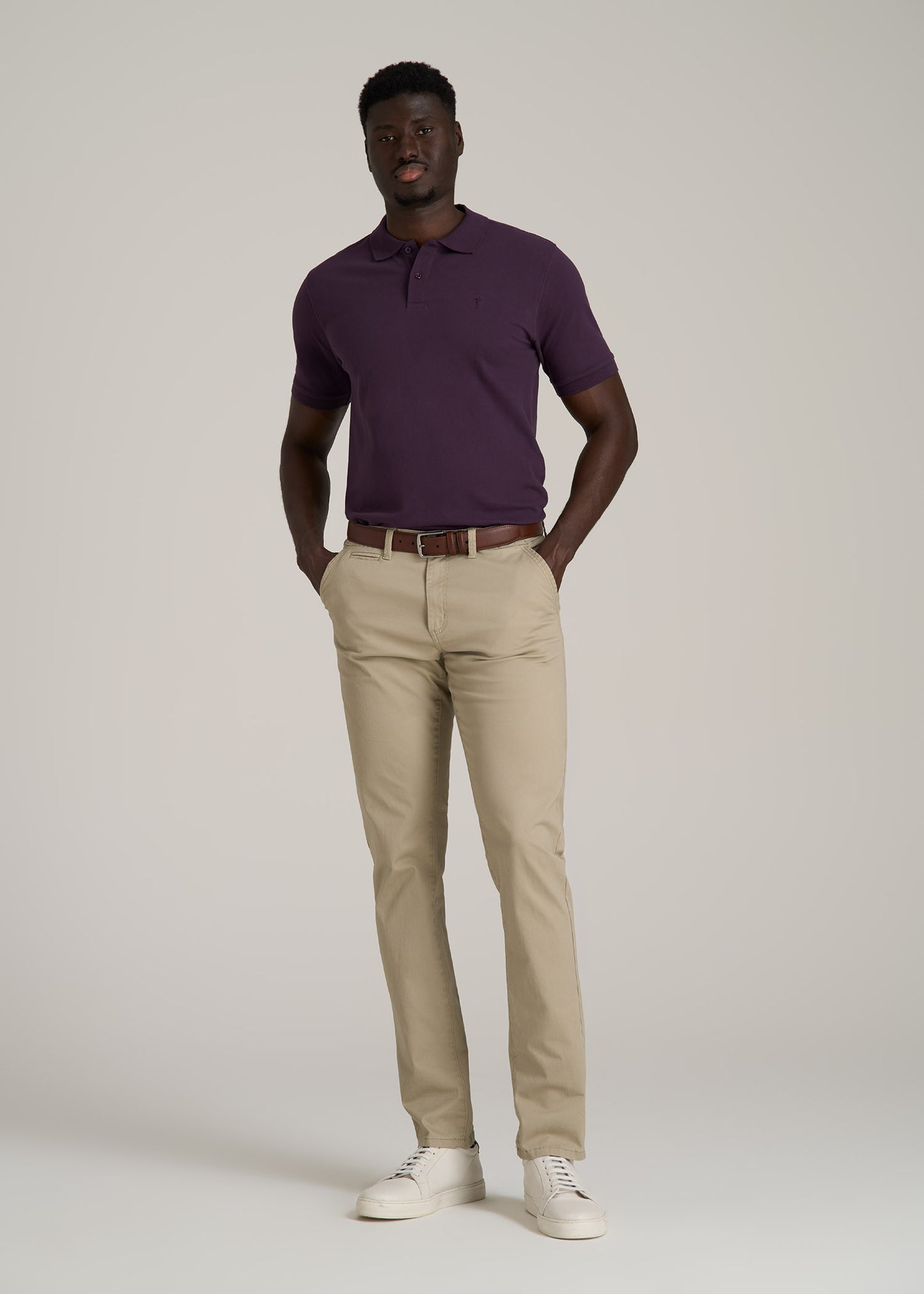 Men's Tall Classic Polo with Embroidered Logo in Midnight Plum