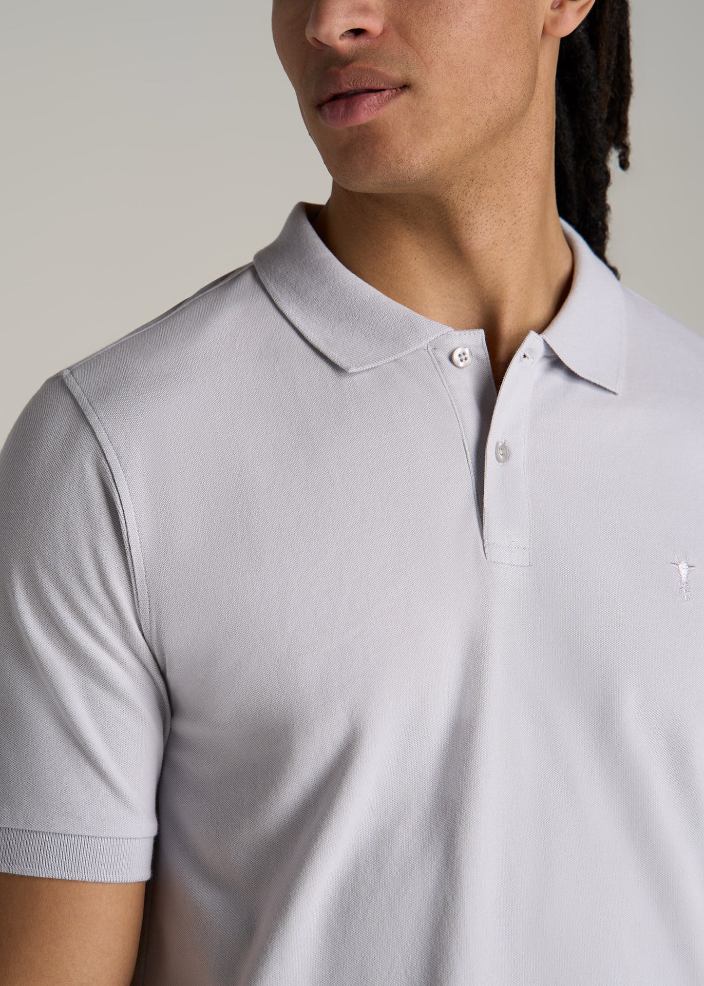 Men's Tall Classic Polo with Embroidered Logo in Vapor Grey