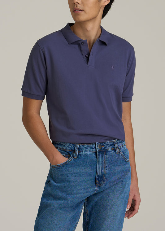 Men's Tall Classic Polo with Embroidered Logo in Future Dusk