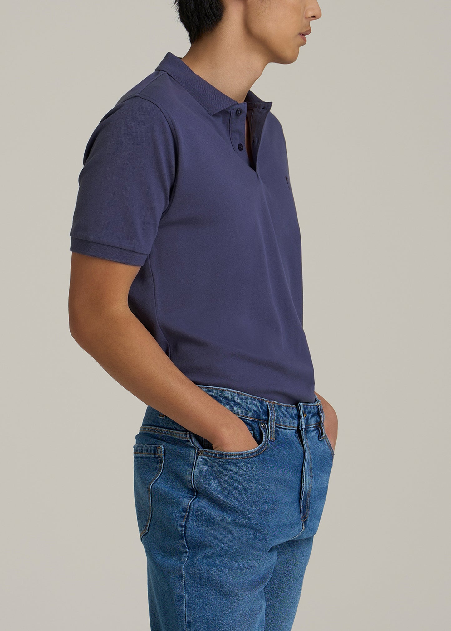 Men's Tall Classic Polo with Embroidered Logo in Future Dusk