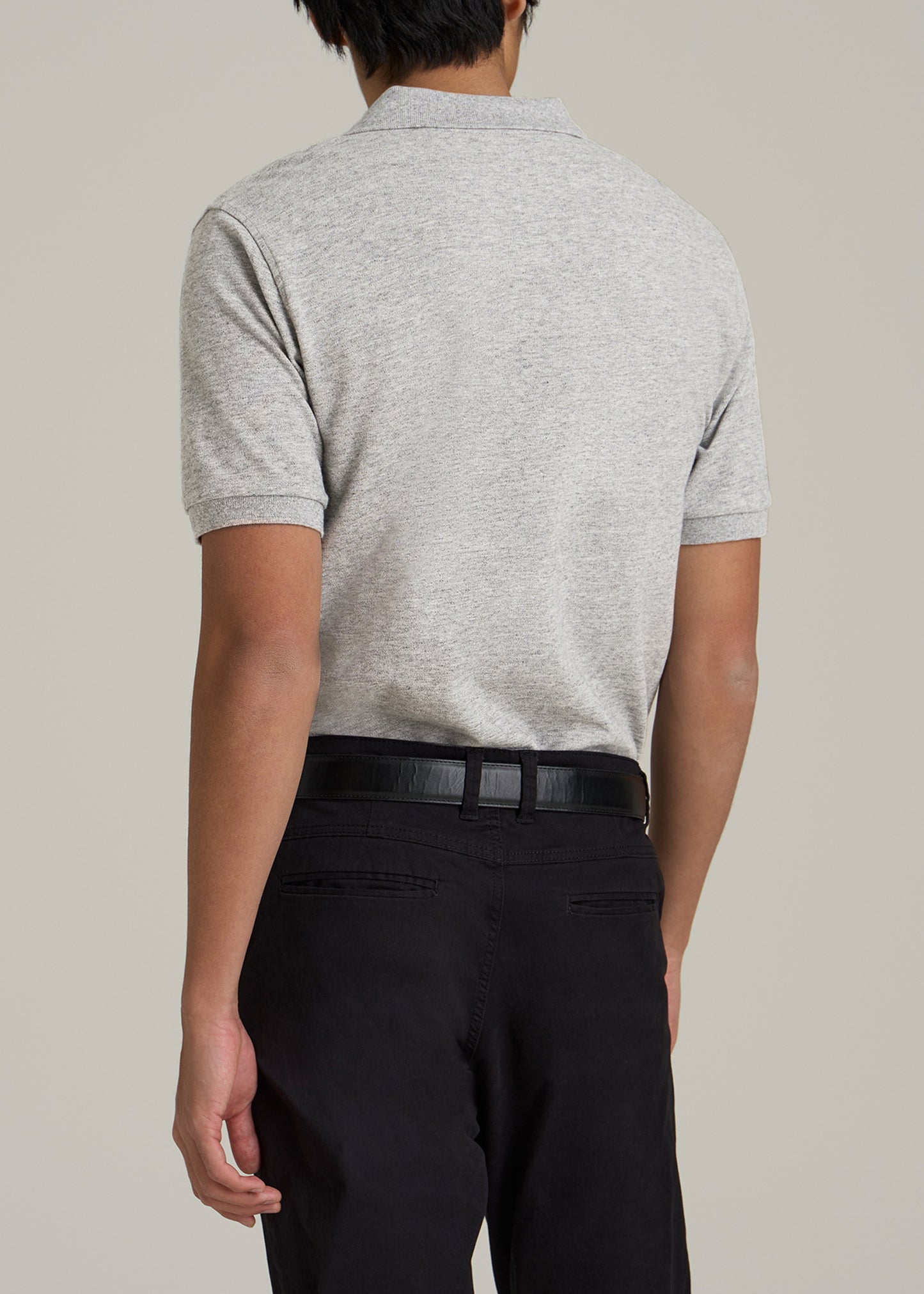 Men's Tall Classic Polo with Embroidered Logo in Heathered Grey