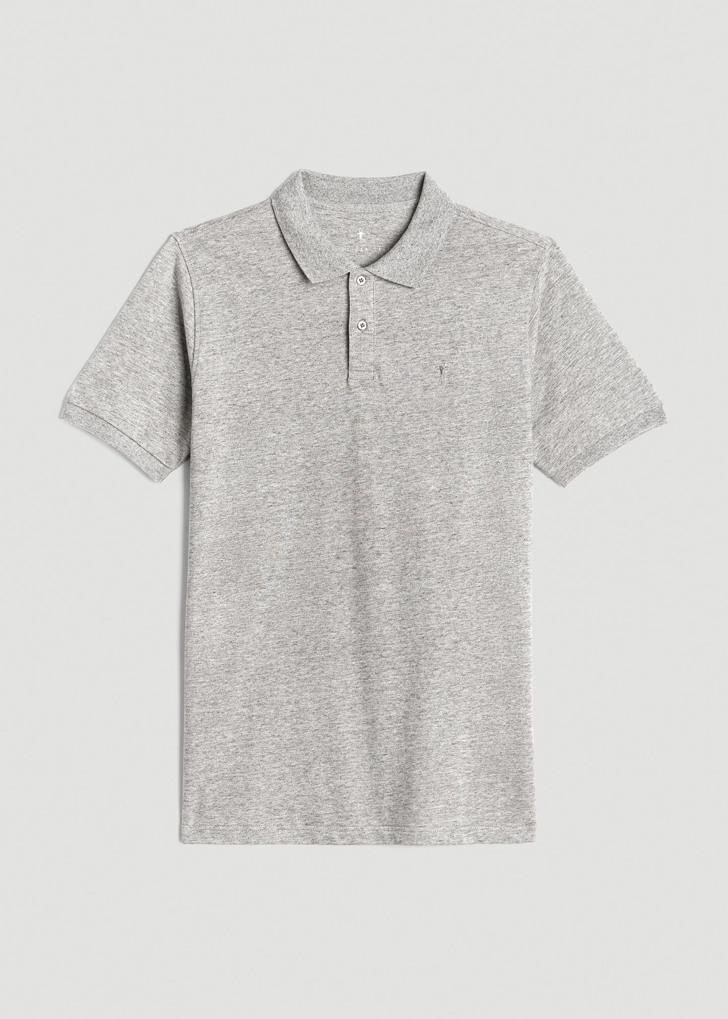 Men's Tall Classic Polo with Embroidered Logo in Heathered Grey