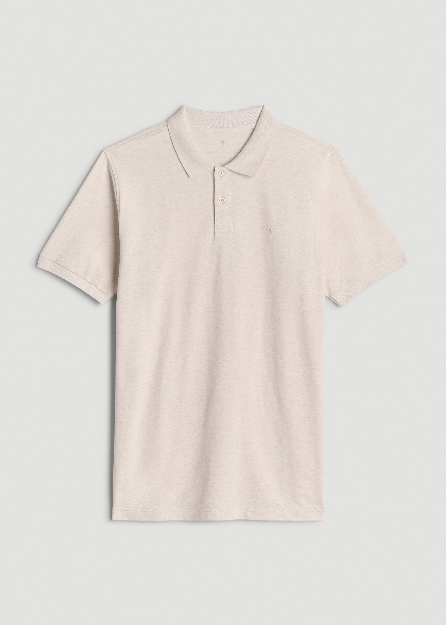 Men's Tall Classic Polo with Embroidered Logo in Heathered Oatmeal